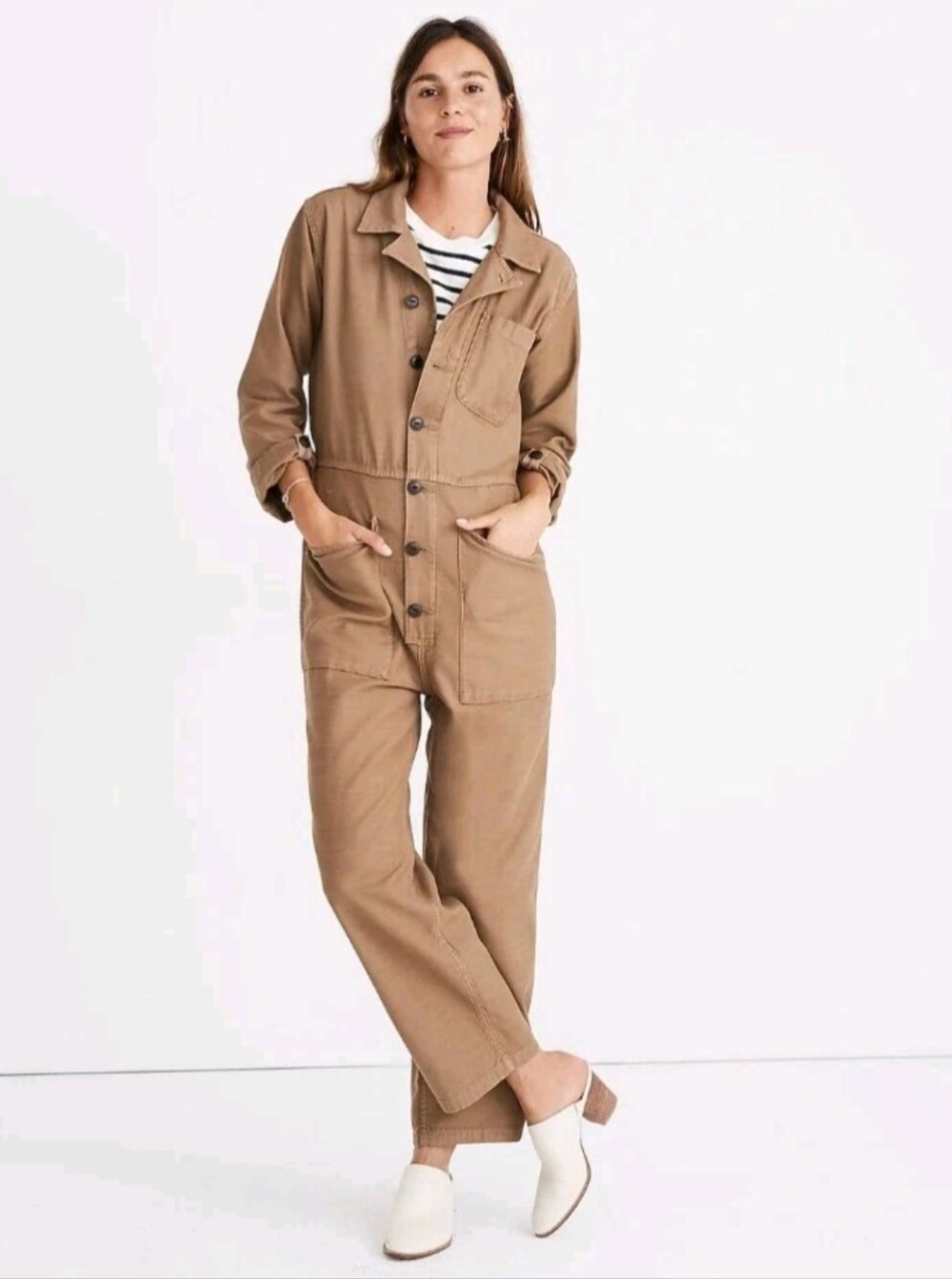 Madewell x As Ever Coveralls Jumpsuit XS Cotton Brown Utility Workwear Fall GUC